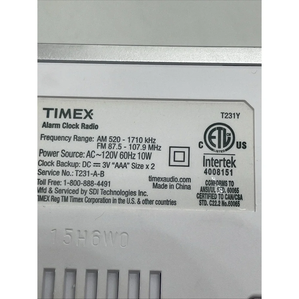 Timex T231 Double Alarm‎ Clock Radio Am/Fm Snooze/Sleep Display Dimmer